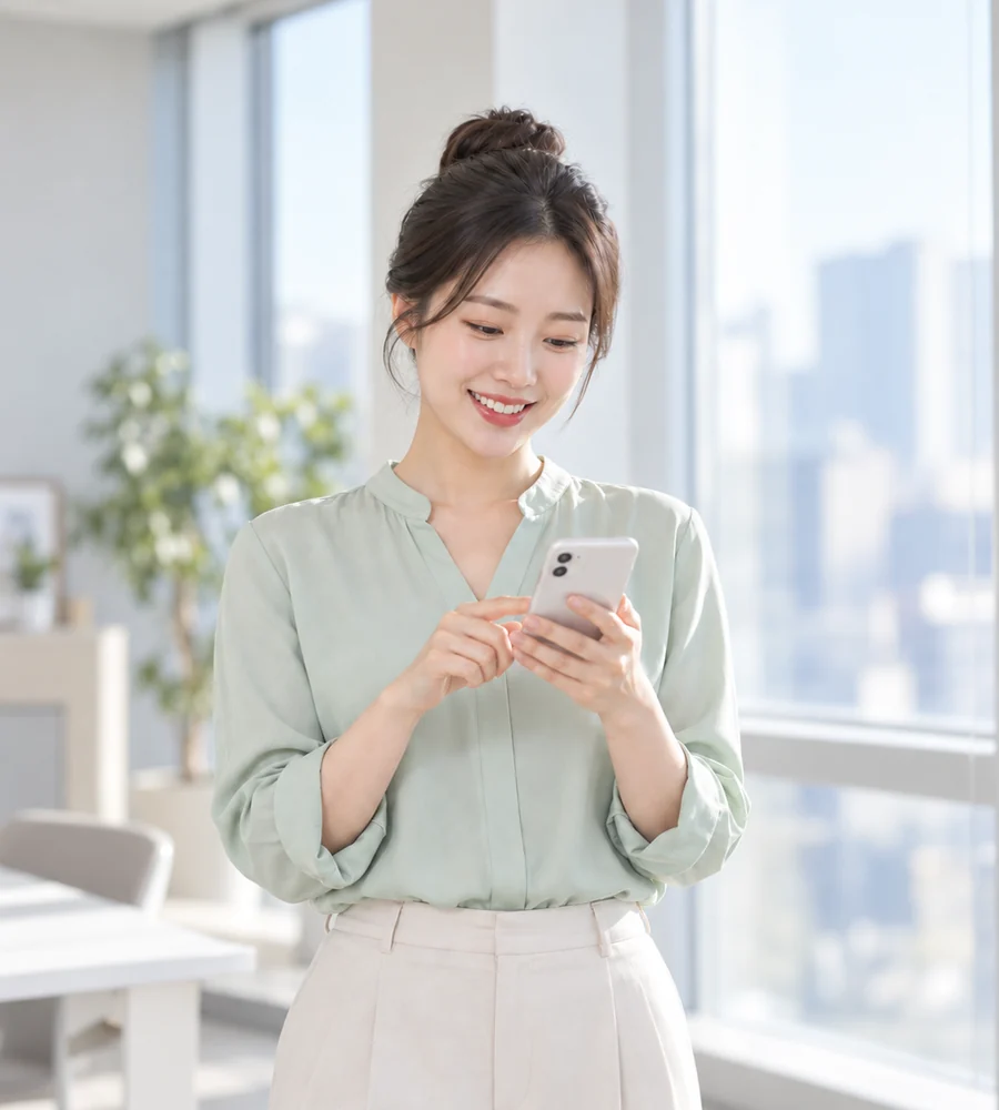 양산 개인돈 대출 상담을 휴대전화로 안내받는 고객